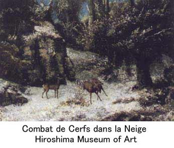 雪の中の鹿のたたかい