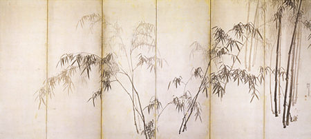 重要文化財　「雨竹風竹図」（右隻）