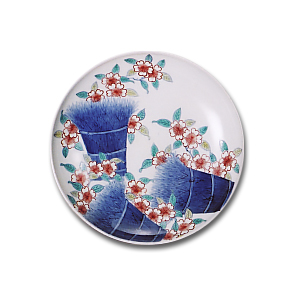 色絵　桜花柴束図皿