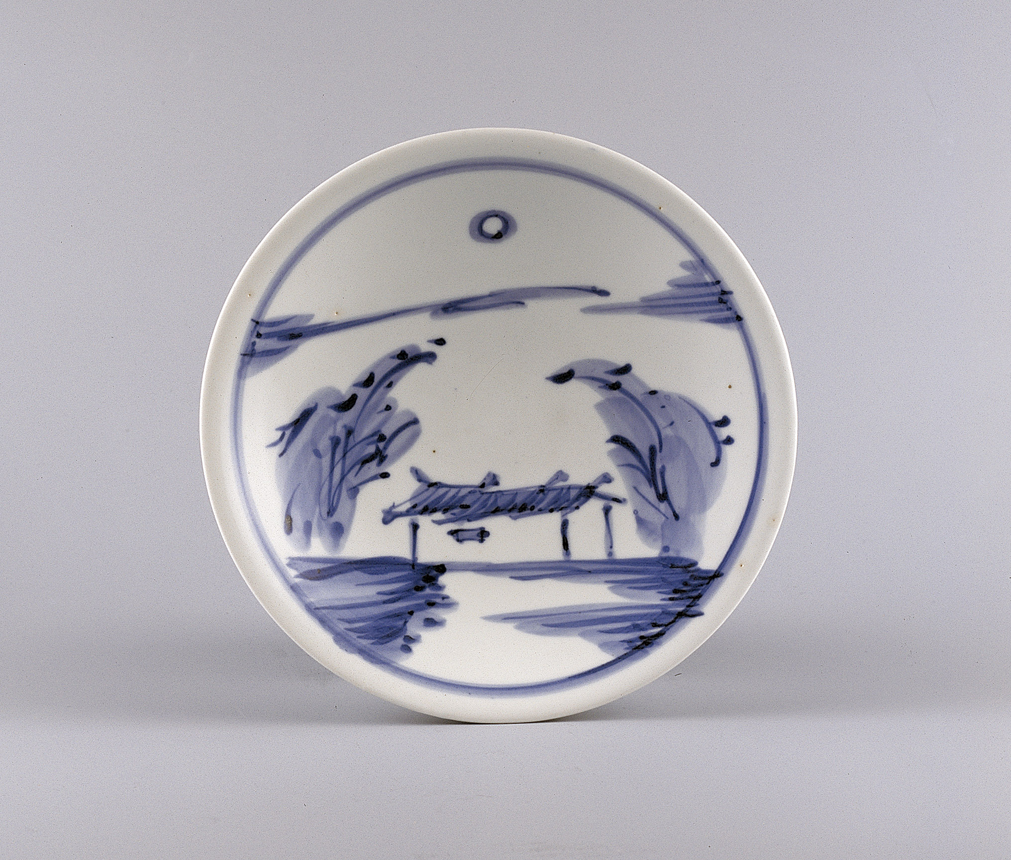 染付　竹林月夜模様皿　京都清水　富本憲吉