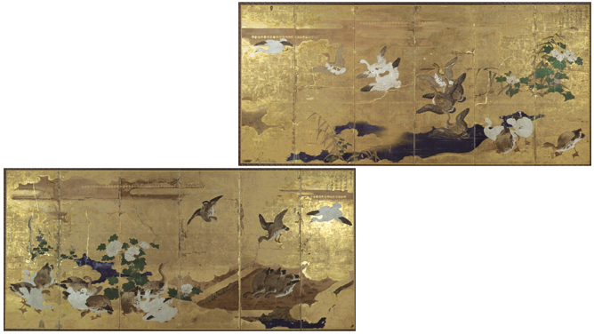苅田雁秋草図屏風 6曲1双 