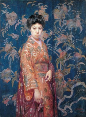 特別出品　岡田三郎助　支那絹の前 （おかださぶろうすけ　しなきぬのまえ）