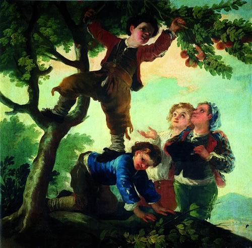 果実を採る子供たち