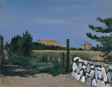 岸田劉生≪初夏の麦畑と石垣≫