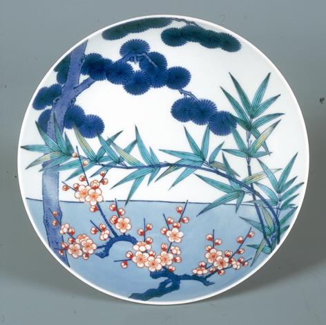 色絵　松竹梅図皿 （いろえ　しょうちくばいずさら）