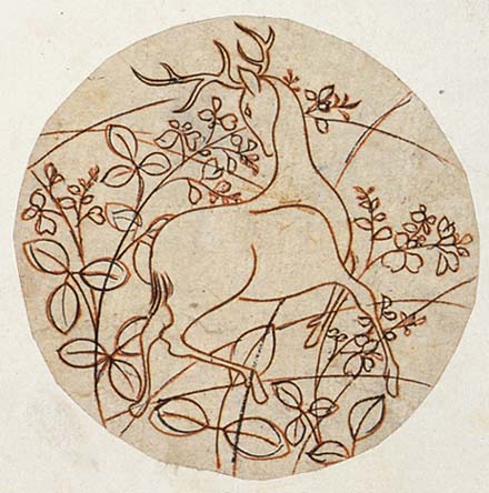 重要文化財　円形図案集より鹿図 