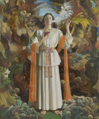 洋画　≪五穀を生み出す大気津比賣神（古事記）≫