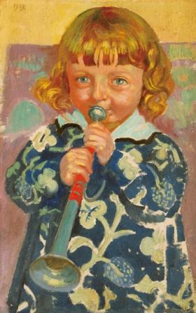 トランペットを吹くアコ