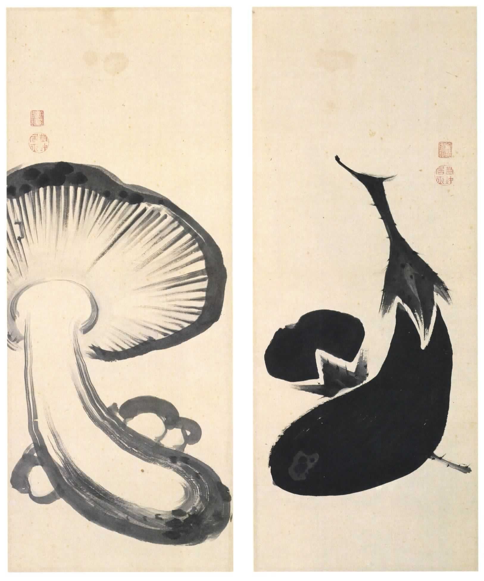 蔬菜図押絵貼屏風（部分）