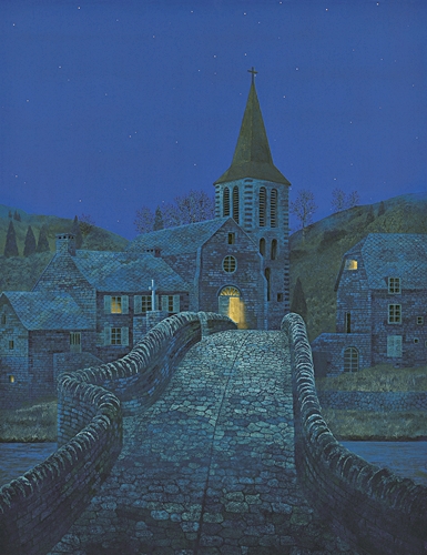 日本画　≪祈りの橋≫