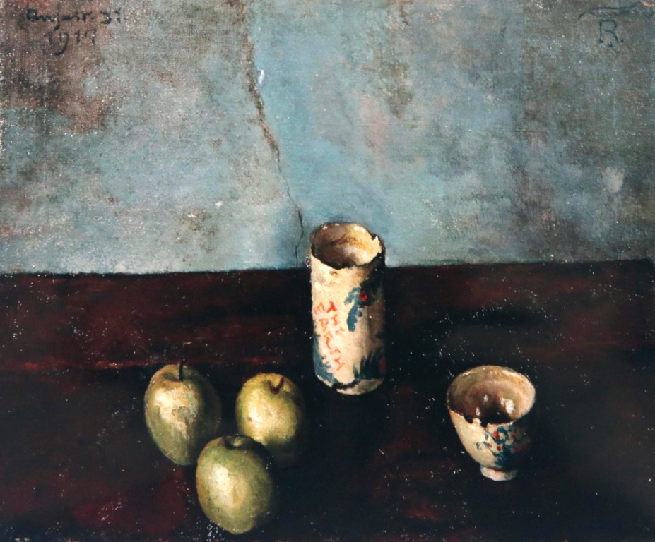 静物（湯呑と茶碗と林檎三つ）