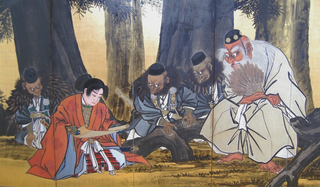 鈴木松年　鞍馬僧正谷（部分）