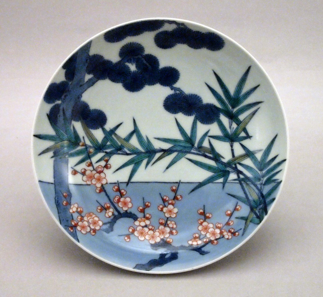 《色絵　松竹梅文皿》　鍋島焼