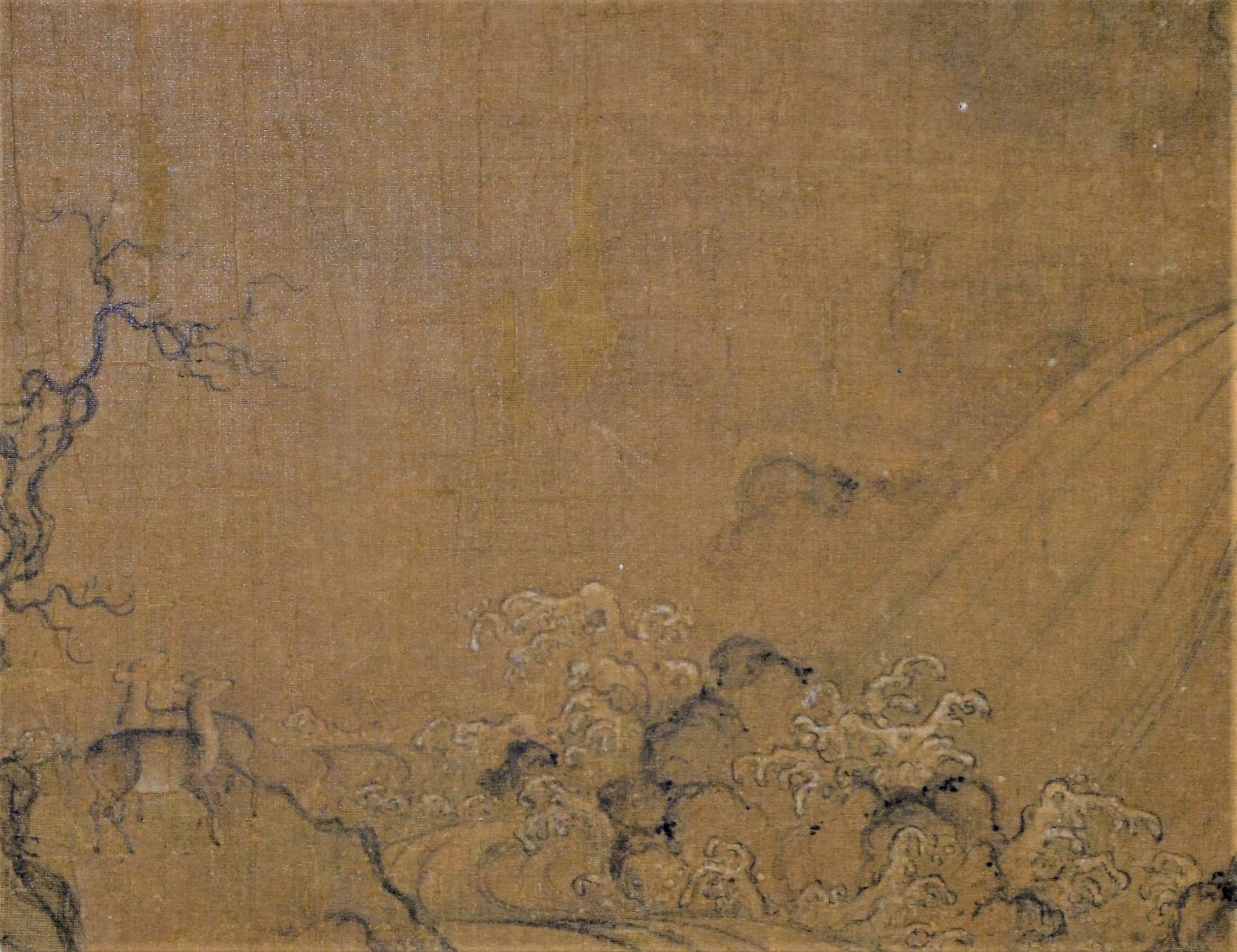 (伝)馬和之　瀑辺遊鹿図（部分）