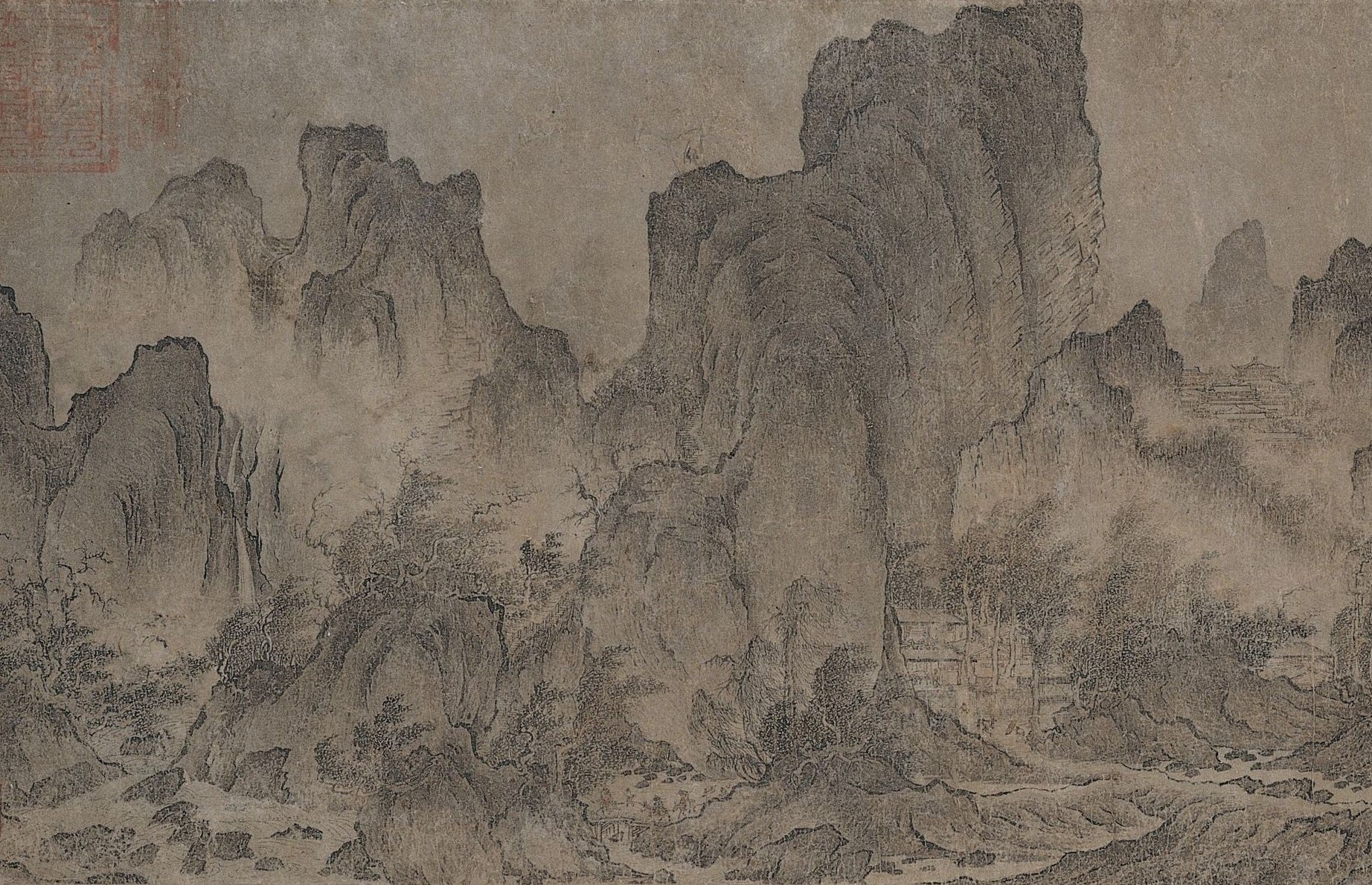 燕文貴　江山楼観図（部分）