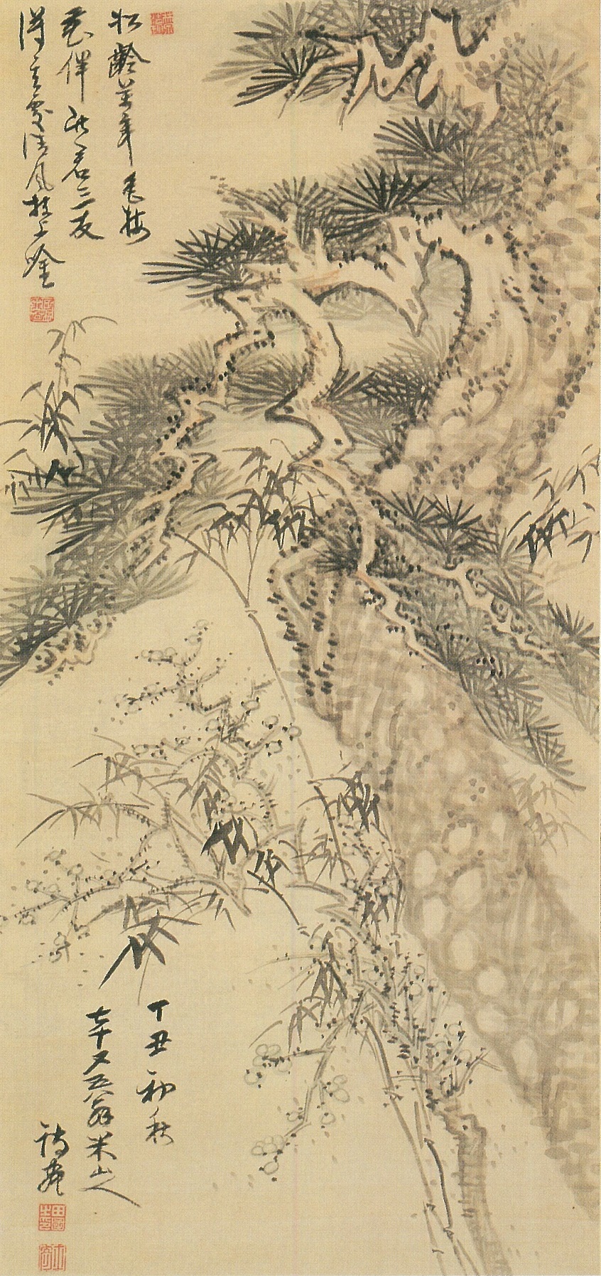 岡田米山人《松竹梅図》