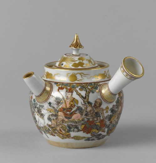 色絵羅漢図急須　